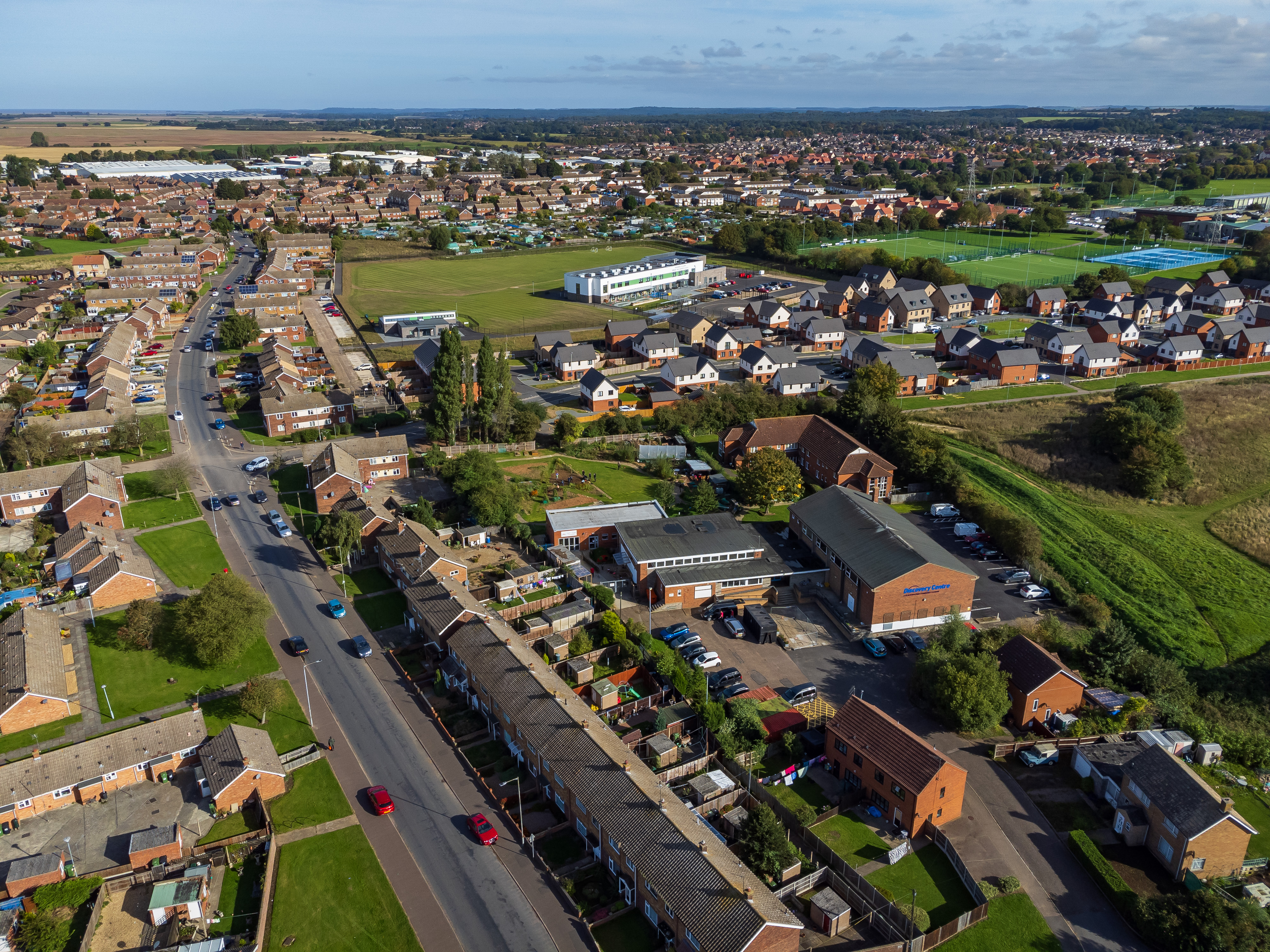 aerial view of Discovery Centre in North Lynn