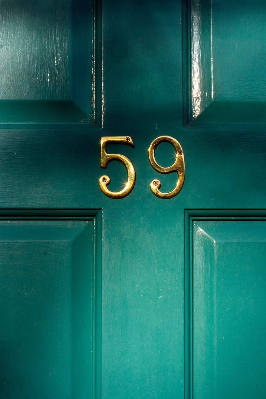 door with a house number on